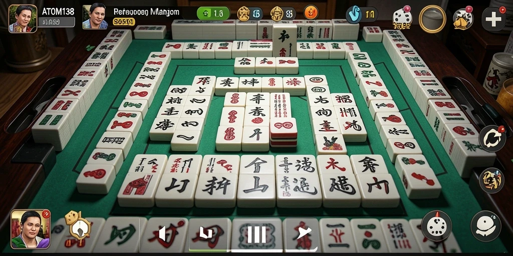 Tampilan gameplay menarik dari ATOM138 yang menggambarkan tantangan Mahjong.