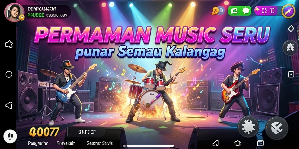Tampilan gameplay C0077 yang menarik dengan musik dan tantangan seru.