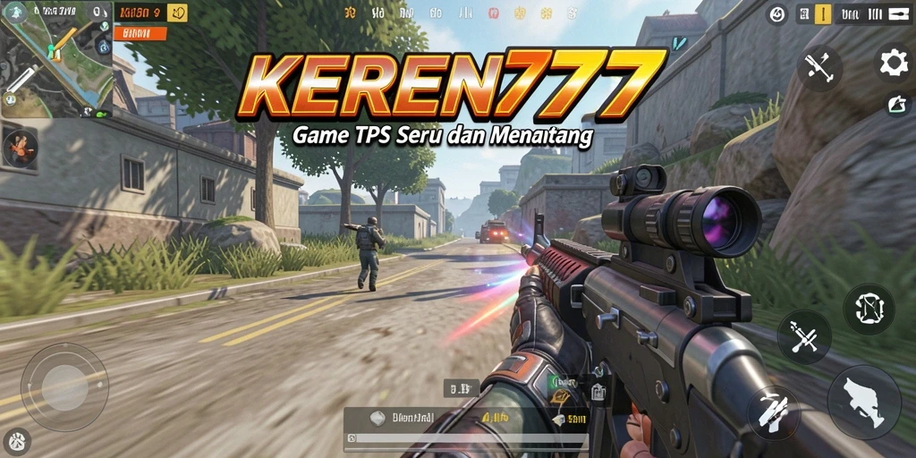 Tampilan gameplay seru dari KEREN777 dengan aksi tembak-menembak.
