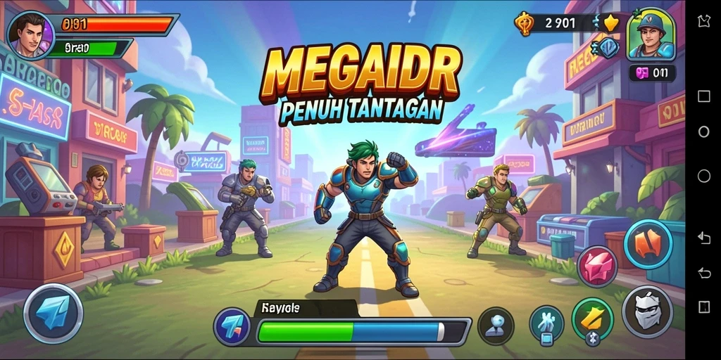 Tampilan gameplay MEGAIDR yang penuh aksi dan tantangan seru.