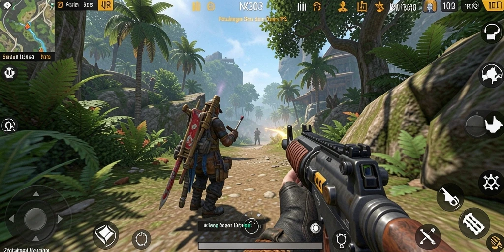 Screenshot NX303 menampilkan aksi menegangkan dalam permainan TPS.