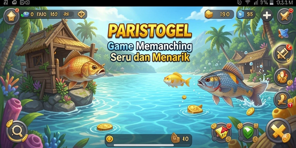 Tampilan gameplay menakjubkan dari PARISTOGEL dengan pengalaman memancing yang mendebarkan.