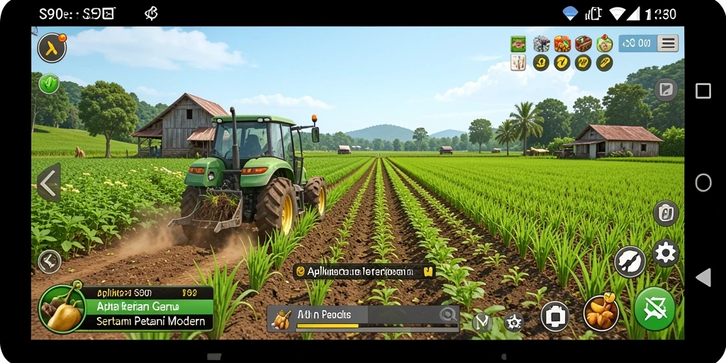 Tampilan gameplay S80 yang menampilkan proses bercocok tanam dan panen.