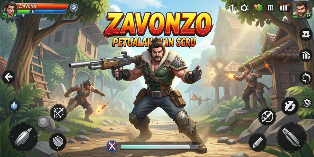 Tangkapan layar gameplay ZAVONZO yang penuh aksi dan tantangan.